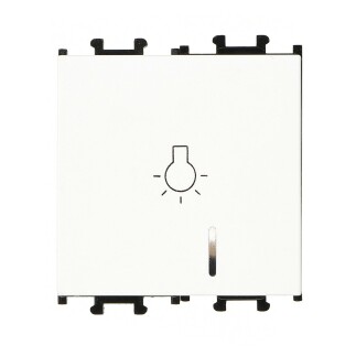 01431105-165106 Günsan Domino Beyaz Vidalı Işıklı Geniş Liht Anahtar - 2M - 16AX 250V - 1
