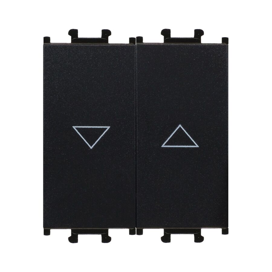 01431401-165125 Günsan Domino Siyah Çiftli Stor & Jaluzi Butonu - 2M - 16AX 250V - 1