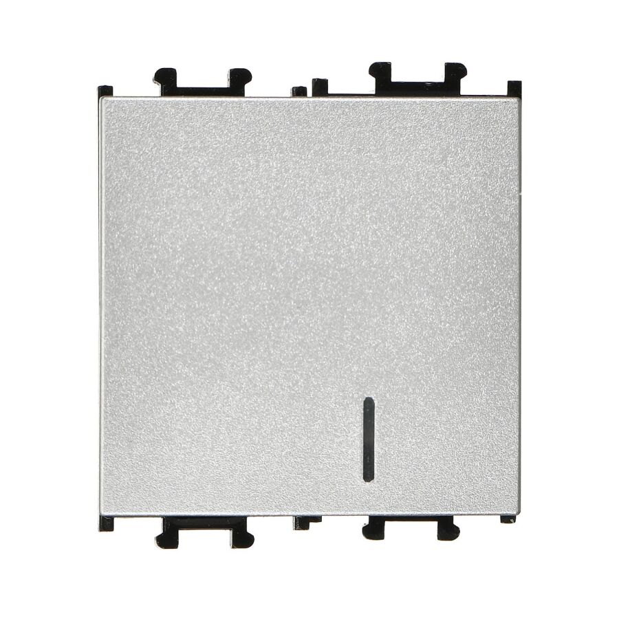 01431505-165102 Günsan Domino Gümüş Vidalı Işıklı Geniş Anahtar - 2M - 16AX 250V - 1