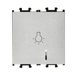 01431505-165106 Günsan Domino Gümüş Vidalı Işıklı Geniş Liht Anahtar - 2M - 16AX 250V - 1