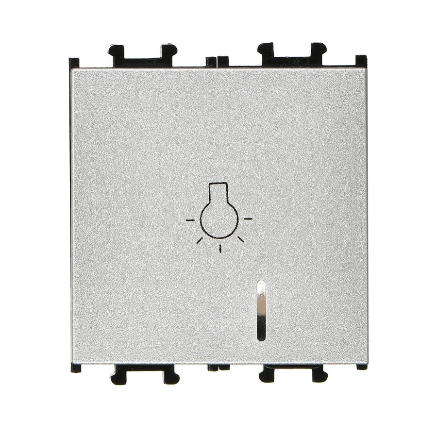 01431505-165106 Günsan Domino Gümüş Vidalı Işıklı Geniş Liht Anahtar - 2M - 16AX 250V - 1
