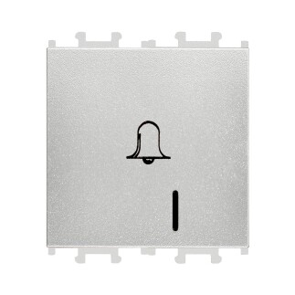 01431505-165112 Günsan Domino Gümüş Vidalı Işıklı Geniş Zil Butonu - 2M - 16AX 250V - 1