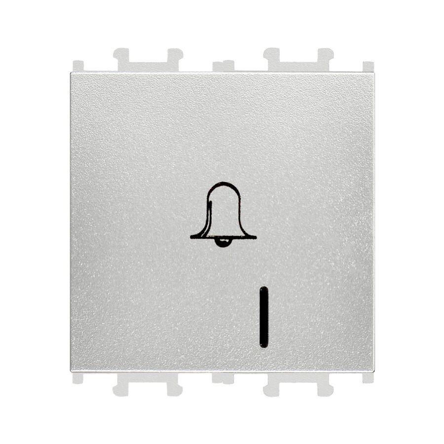 01431505-165112 Günsan Domino Gümüş Vidalı Işıklı Geniş Zil Butonu - 2M - 16AX 250V - 1