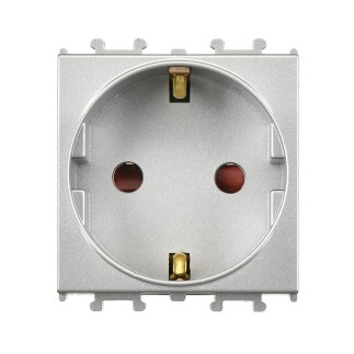 01431510-152116 Günsan Domino Gümüş Çocuk Korumalı Topraklı Priz - 2M - 16AX 250V - 1