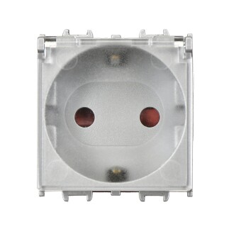 01431510-152138 Günsan Domino Gümüş Çocuk Korumalı Kapaklı Topraklı Priz - 2M - 16AX 250V - 1