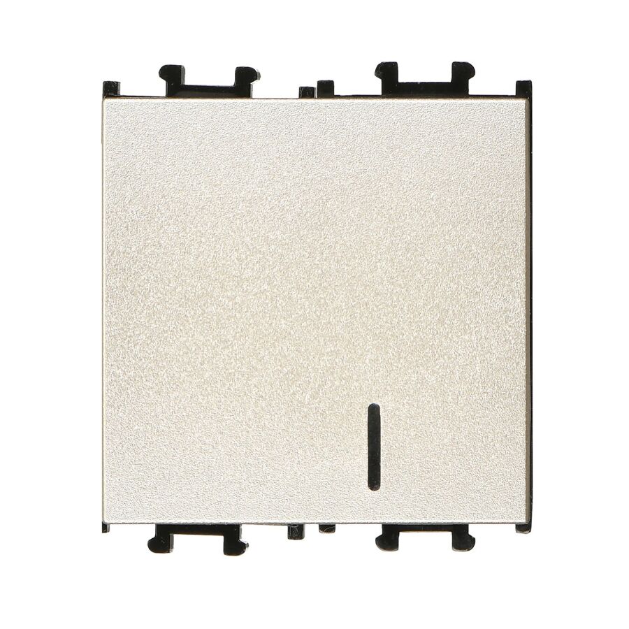 01432505-165102 Günsan Domino Metalik Bej Vidalı Işıklı Geniş Anahtar - 2M - 16AX 250V - 1