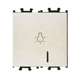 01432505-165106 Günsan Domino Metalik Bej Vidalı Işıklı Geniş Liht Anahtar - 2M - 16AX 250V - 1
