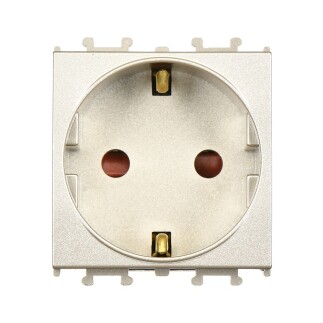 01432510-152116 Günsan Domino Metalik Bej Çocuk Korumalı Topraklı Priz - 2M - 16AX 250V - 1
