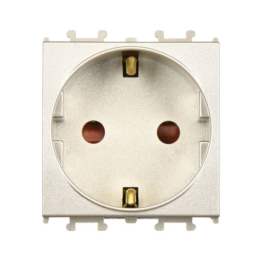 01432510-152116 Günsan Domino Metalik Bej Çocuk Korumalı Topraklı Priz - 2M - 16AX 250V - 1