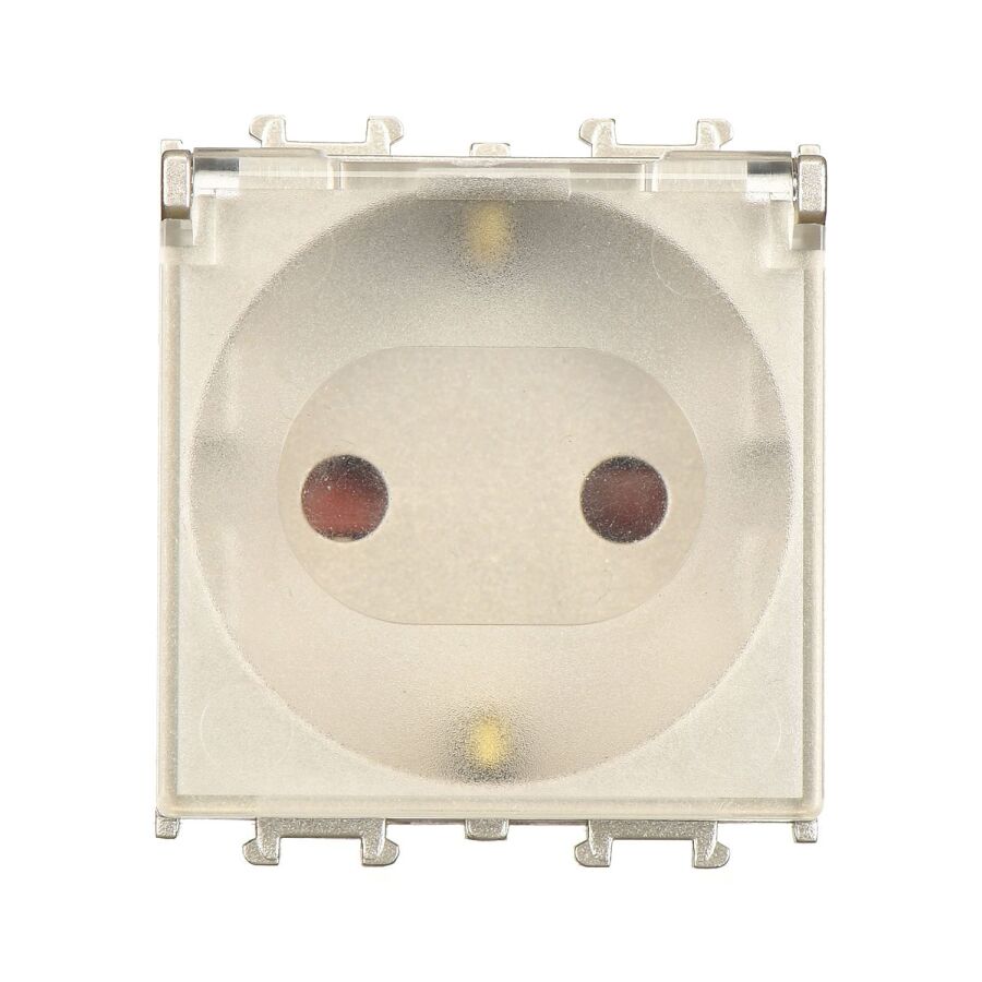 01432510-152138 Günsan Domino Metalik Bej Çocuk Korumalı Kapaklı Topraklı Priz - 2M - 16AX 250V - 1