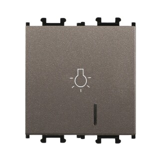 01433505-165106 Günsan Domino Mocha Vidalı Işıklı Geniş Liht Anahtar - 2M - 16AX 250V - 1