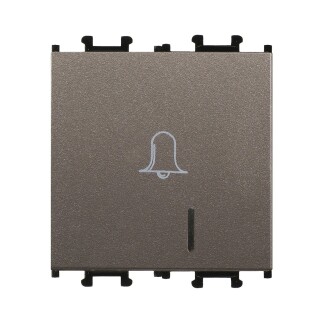 01433505-165112 Günsan Domino Mocha Vidalı Işıklı Geniş Zil Butonu - 2M - 16AX 250V - 1