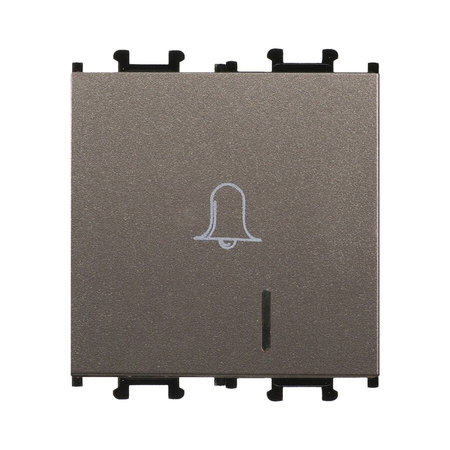 01433505-165112 Günsan Domino Mocha Vidalı Işıklı Geniş Zil Butonu - 2M - 16AX 250V - 1