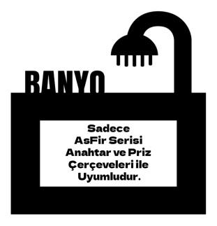 ARVDLBNYM2 - Banyo Tasarımlı Dekoratif Priz Çerçevesi Süsü - Ahşap - İkili - Arvehu Electric