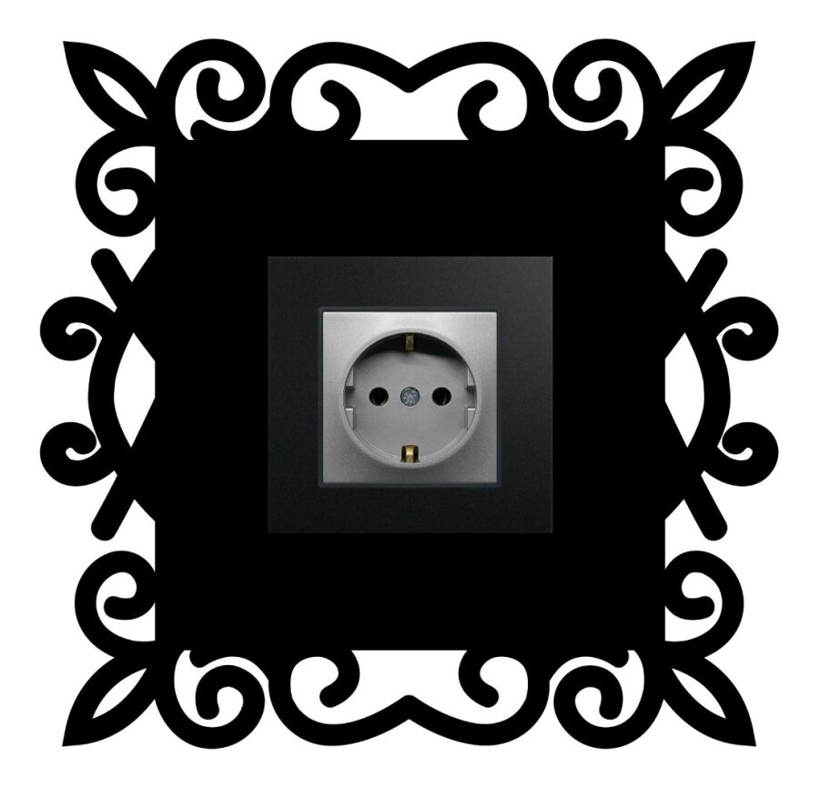 ARVDLDSNM1 - Desen Tasarımlı Dekoratif Priz Çerçevesi Süsü - Ahşap - Tekli - 9