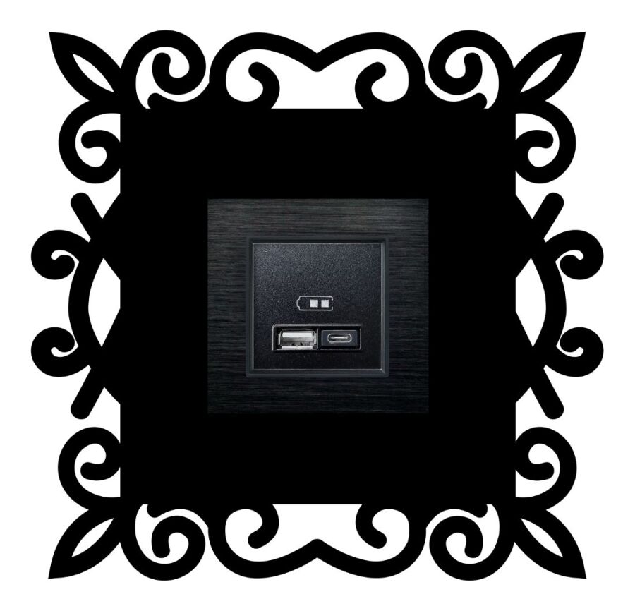 ARVDLDSNM1 - Desen Tasarımlı Dekoratif Priz Çerçevesi Süsü - Ahşap - Tekli - 11