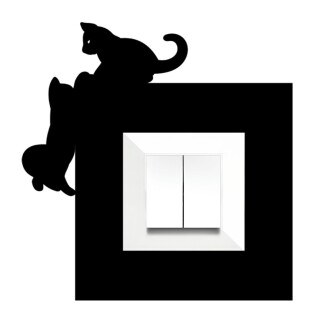 ARVDLKEDM1 - Kedi Tasarımlı Dekoratif Priz Çerçevesi Süsü - Ahşap - Tekli - 2