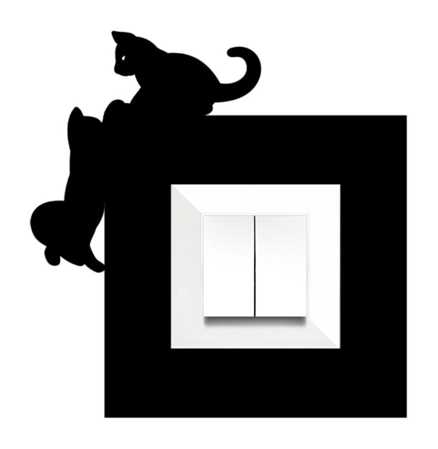 ARVDLKEDM1 - Kedi Tasarımlı Dekoratif Priz Çerçevesi Süsü - Ahşap - Tekli - 2