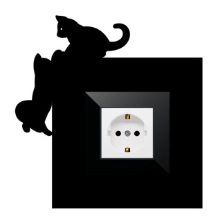 ARVDLKEDM1 - Kedi Tasarımlı Dekoratif Priz Çerçevesi Süsü - Ahşap - Tekli - 3