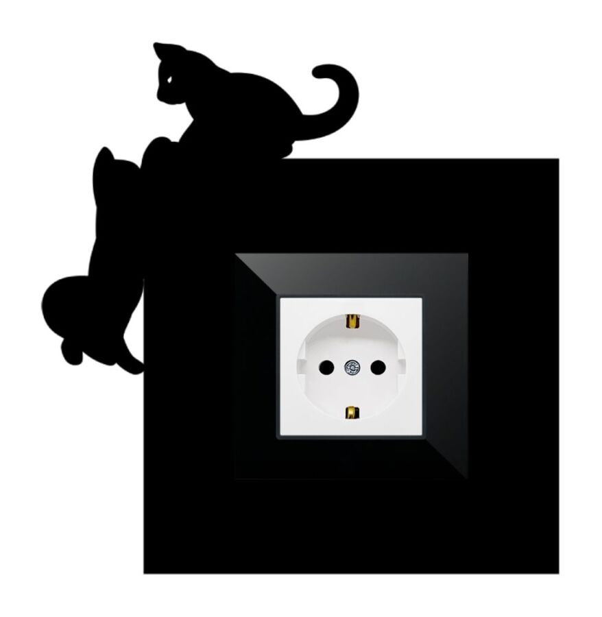 ARVDLKEDM1 - Kedi Tasarımlı Dekoratif Priz Çerçevesi Süsü - Ahşap - Tekli - 3