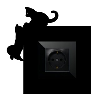 ARVDLKEDM1 - Kedi Tasarımlı Dekoratif Priz Çerçevesi Süsü - Ahşap - Tekli - 8