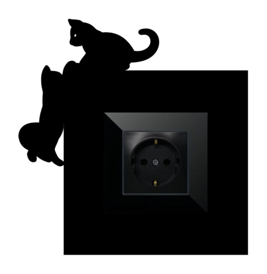 ARVDLKEDM1 - Kedi Tasarımlı Dekoratif Priz Çerçevesi Süsü - Ahşap - Tekli - 8