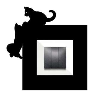 ARVDLKEDM1 - Kedi Tasarımlı Dekoratif Priz Çerçevesi Süsü - Ahşap - Tekli - 5