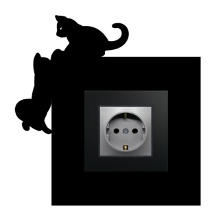 ARVDLKEDM1 - Kedi Tasarımlı Dekoratif Priz Çerçevesi Süsü - Ahşap - Tekli - 4