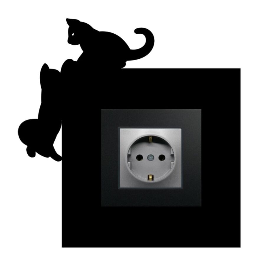 ARVDLKEDM1 - Kedi Tasarımlı Dekoratif Priz Çerçevesi Süsü - Ahşap - Tekli - 4