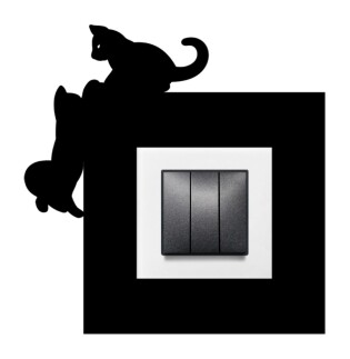 ARVDLKEDM1 - Kedi Tasarımlı Dekoratif Priz Çerçevesi Süsü - Ahşap - Tekli - 7