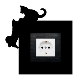 ARVDLKEDM1 - Kedi Tasarımlı Dekoratif Priz Çerçevesi Süsü - Ahşap - Tekli - 11