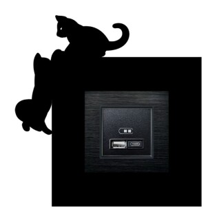 ARVDLKEDM1 - Kedi Tasarımlı Dekoratif Priz Çerçevesi Süsü - Ahşap - Tekli - 10