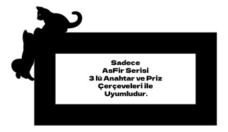 ARVDLKEDM3 - Kedi Tasarımlı Dekoratif Priz Çerçevesi Süsü - Ahşap - Üçlü - Arvehu Electric