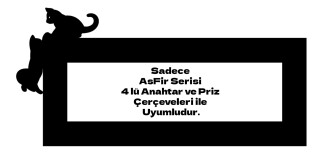 ARVDLKEDM4 - Kedi Tasarımlı Dekoratif Priz Çerçevesi Süsü - Ahşap - Dörtlü - Arvehu Electric