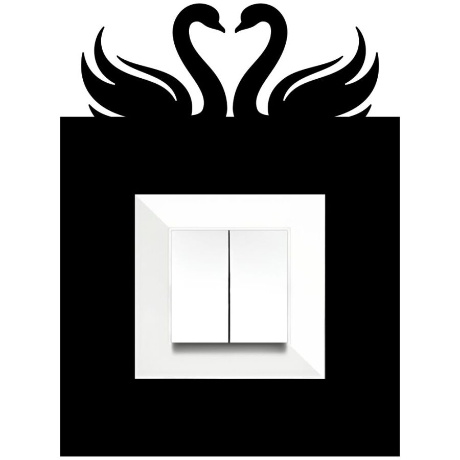 ARVDLKUGM1 - Kuğu Tasarımlı Dekoratif Priz Çerçevesi Süsü - Ahşap - Tekli - 2