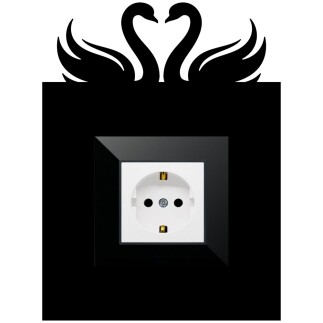 ARVDLKUGM1 - Kuğu Tasarımlı Dekoratif Priz Çerçevesi Süsü - Ahşap - Tekli - 3