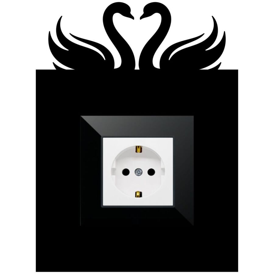 ARVDLKUGM1 - Kuğu Tasarımlı Dekoratif Priz Çerçevesi Süsü - Ahşap - Tekli - 3