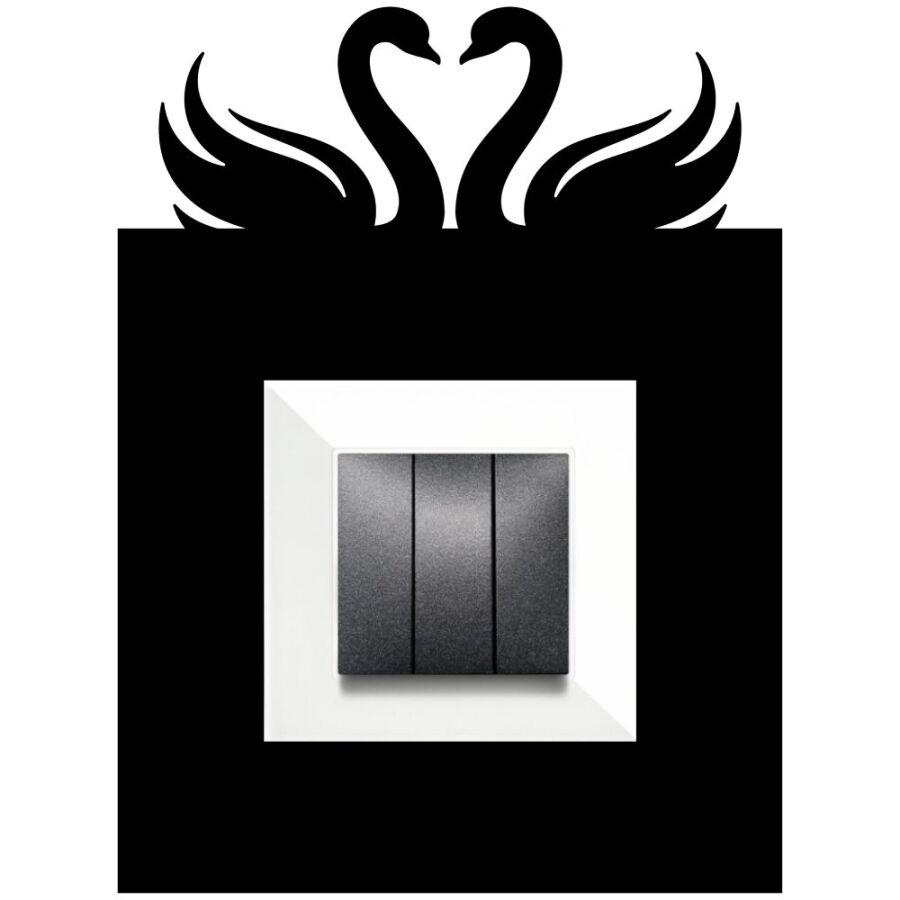 ARVDLKUGM1 - Kuğu Tasarımlı Dekoratif Priz Çerçevesi Süsü - Ahşap - Tekli - 5