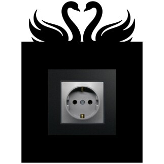 ARVDLKUGM1 - Kuğu Tasarımlı Dekoratif Priz Çerçevesi Süsü - Ahşap - Tekli - 4