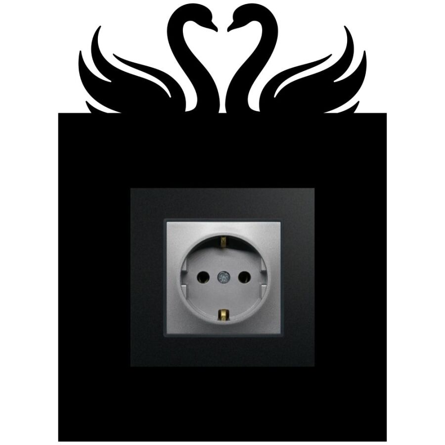 ARVDLKUGM1 - Kuğu Tasarımlı Dekoratif Priz Çerçevesi Süsü - Ahşap - Tekli - 4