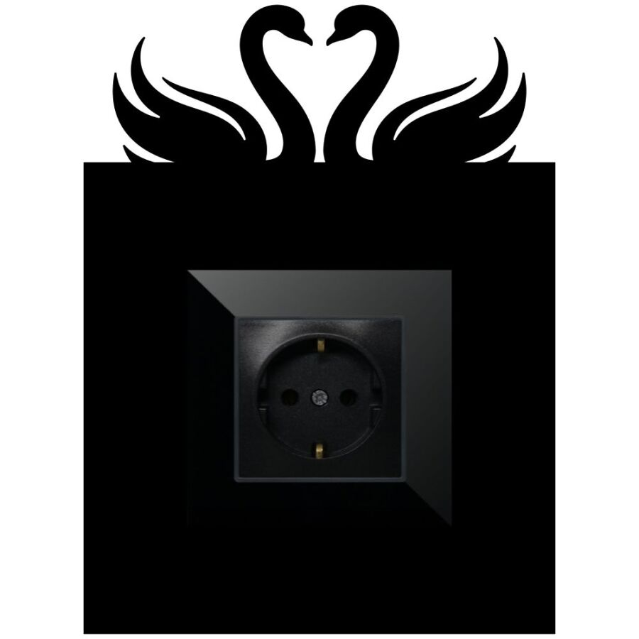 ARVDLKUGM1 - Kuğu Tasarımlı Dekoratif Priz Çerçevesi Süsü - Ahşap - Tekli - 8