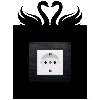 ARVDLKUGM1 - Kuğu Tasarımlı Dekoratif Priz Çerçevesi Süsü - Ahşap - Tekli - 9