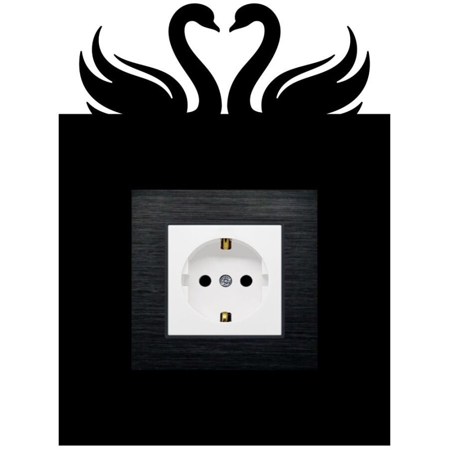 ARVDLKUGM1 - Kuğu Tasarımlı Dekoratif Priz Çerçevesi Süsü - Ahşap - Tekli - 9