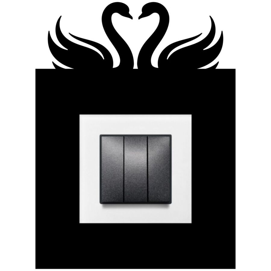 ARVDLKUGM1 - Kuğu Tasarımlı Dekoratif Priz Çerçevesi Süsü - Ahşap - Tekli - 10