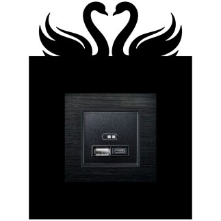 ARVDLKUGM1 - Kuğu Tasarımlı Dekoratif Priz Çerçevesi Süsü - Ahşap - Tekli - 11