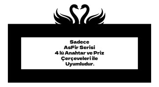 ARVDLKUGM4 - Kuğu Tasarımlı Dekoratif Priz Çerçevesi Süsü - Ahşap - Dörtlü - Arvehu Electric