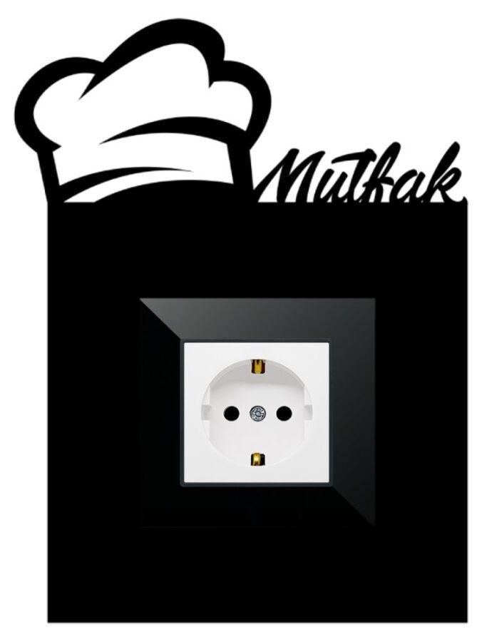 ARVDLMTFM1 - Mutfak Tasarımlı Dekoratif Priz Çerçevesi Süsü - Ahşap - Tekli - 3