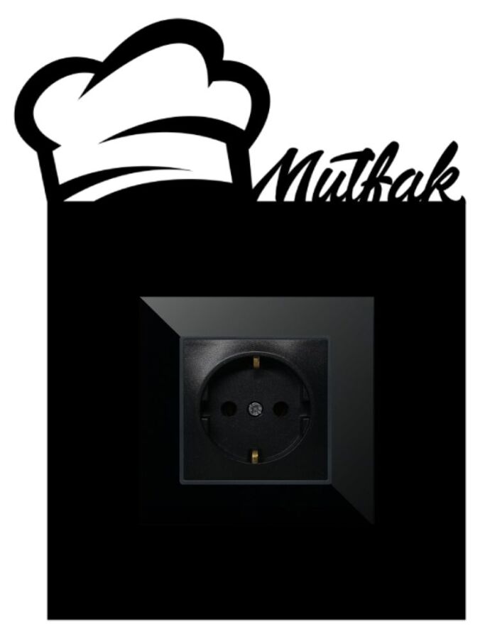 ARVDLMTFM1 - Mutfak Tasarımlı Dekoratif Priz Çerçevesi Süsü - Ahşap - Tekli - 9