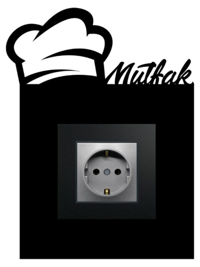 ARVDLMTFM1 - Mutfak Tasarımlı Dekoratif Priz Çerçevesi Süsü - Ahşap - Tekli - 4