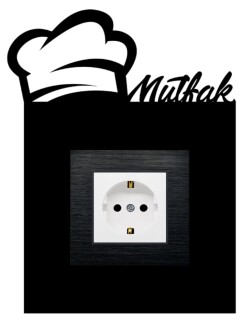 ARVDLMTFM1 - Mutfak Tasarımlı Dekoratif Priz Çerçevesi Süsü - Ahşap - Tekli - 11